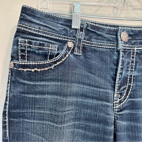 Silver Jeans Suki Flap Pockets Bootcut Rhinestone Gems Medium Wash Women’s 30x34 - Picture 2 of 16